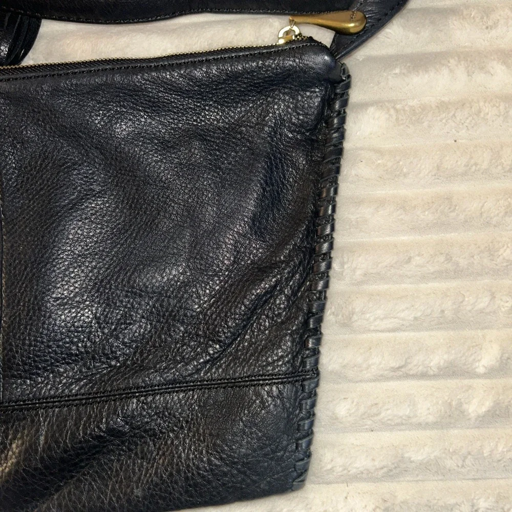 Hobo International Black Leather Crossbody Bag / Shoulder| Tassel Detail Gold